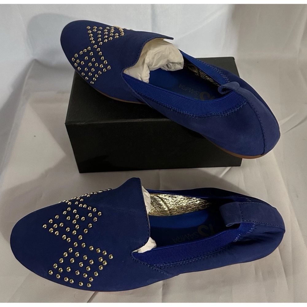 Yosi Samra Royal Blue Studded Loafers NWBAG Sz 9 leather uppers - Picture 6 of 8